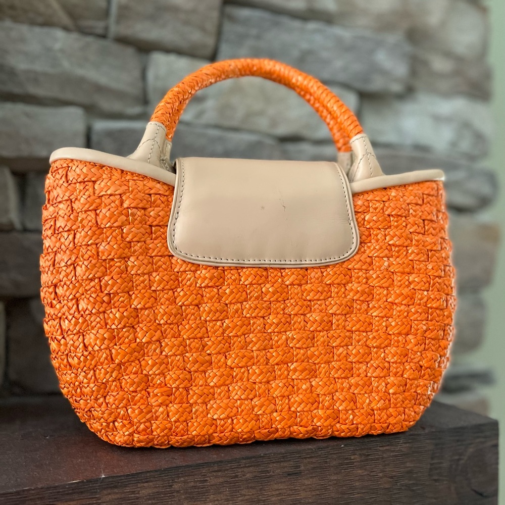 Cole Haan Straw Handbag with Leather Trim - Picture 3 of 6
